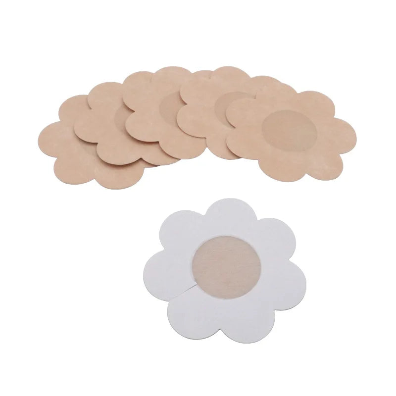 Fabric Nipple Covers for Women Disposable Invisible & Natural Satin Nipple Stickers Petals Breast Pasties