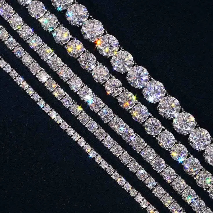 18K Gold & Rhodium Plated Hip Hop Zircon Tennis Chain Necklace Stylish 3mm 4mm 5mm Jewelry for Gift Wedding or Anniversary