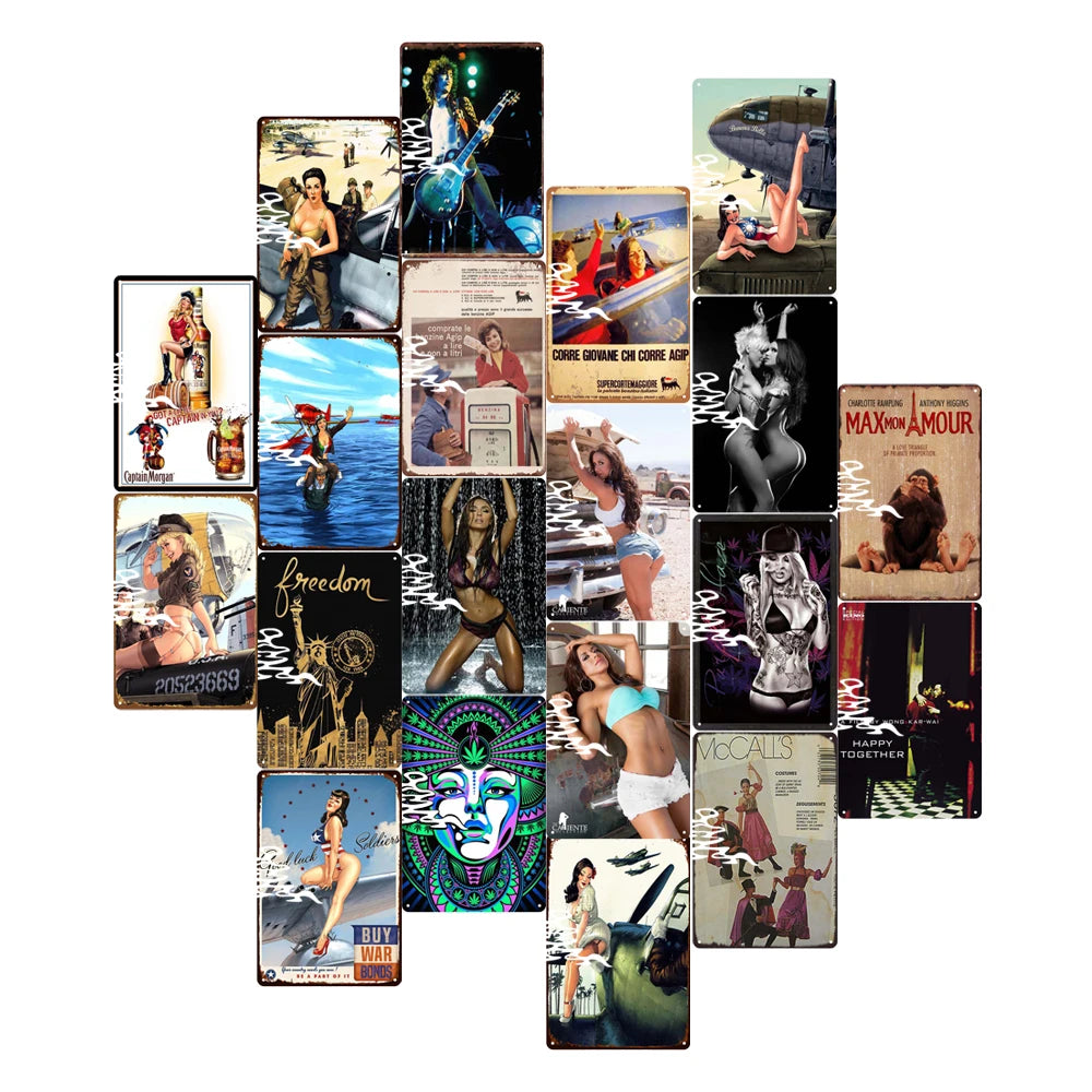 Custom UV Printed Metal Tin Signs - Vintage Movie Poster Wall Art for Bar Cafe Man Cave - Eye-Catching Retro Plaque