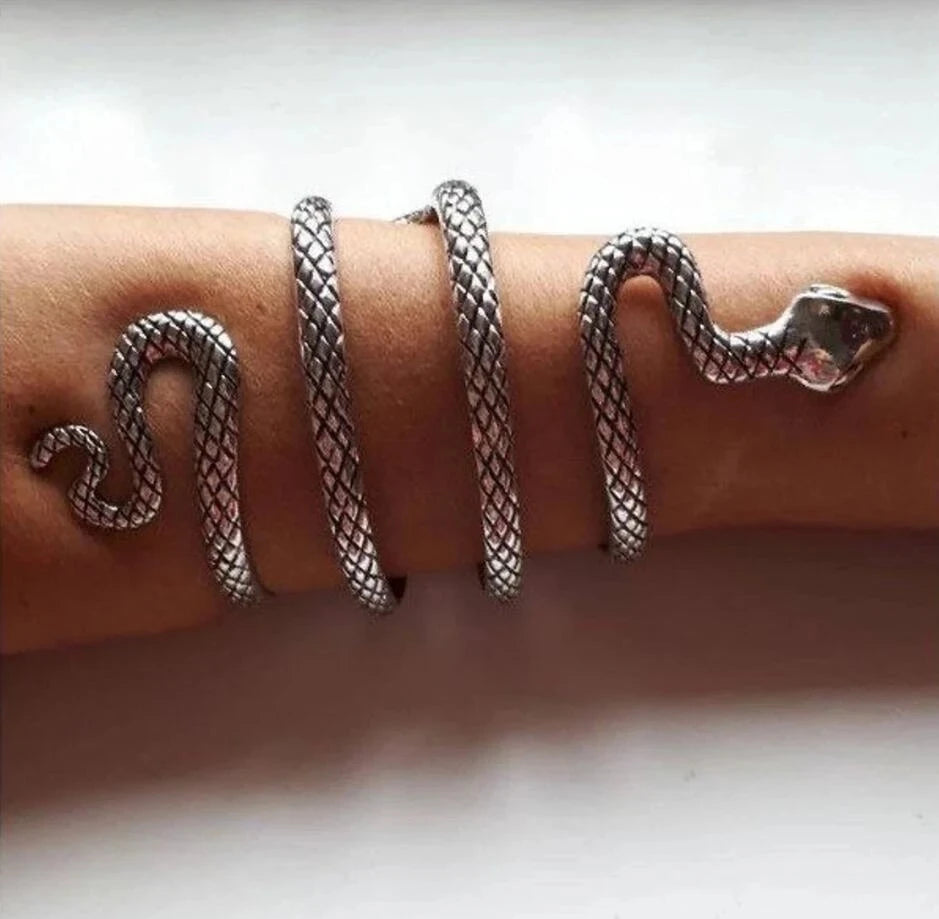 Adjustable Vintage Style Silver Snake Shape Open Bangle Cuff Wrap Bracelet Fashion Cuff Bracelets