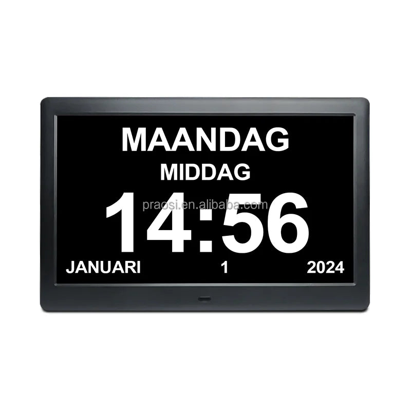 Multi Languages 10 Inch Dementia Clock Chinese English Dutch Finnish Russian Spanish Arabic Hebrew