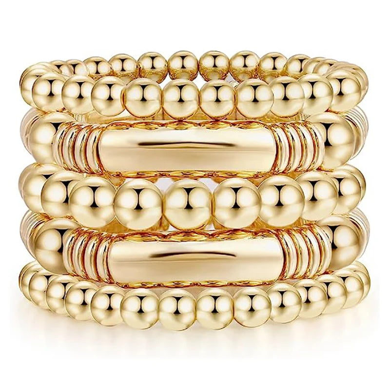 European American Summer Fashion Gold Beaded Bracelet Temperament Stacking Bungee Cord Enewton Bracelets for Women