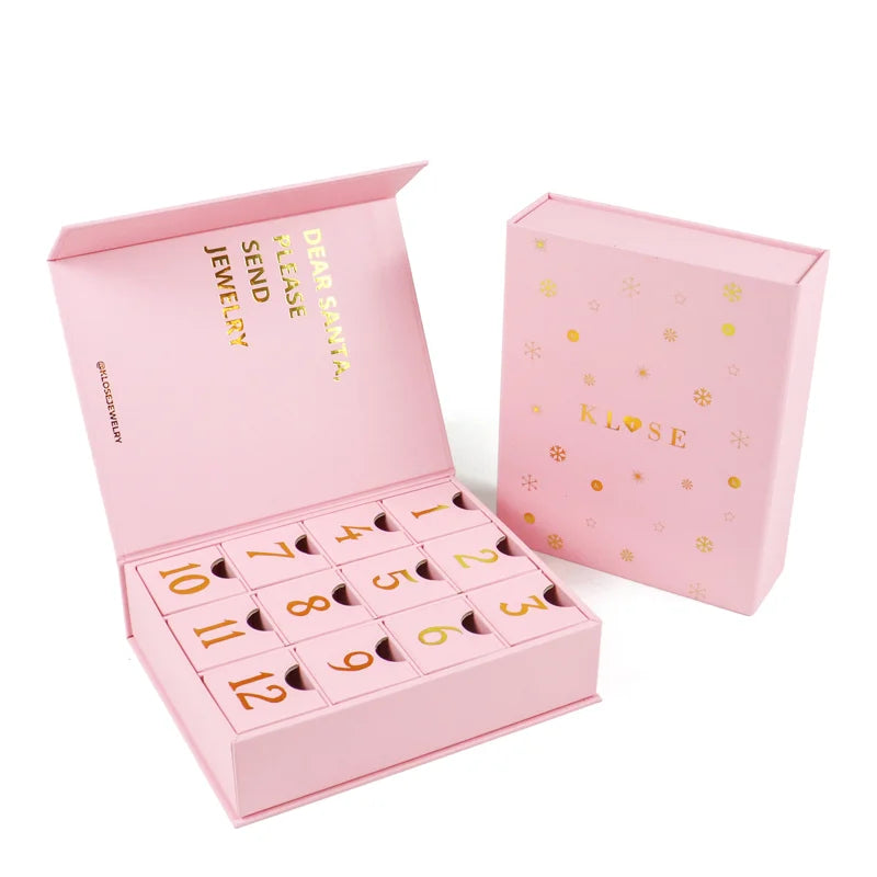 Luxury Advent Calendar Jewelry Box Embossed Printing Ramadan and Christmas Cookie Packaging Paper Luxury Paper Box