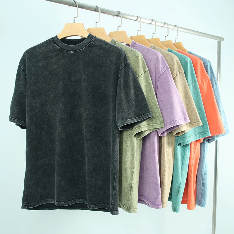 Men's Acid Wash T-shirt Women Distressed Tees Vintage Wash Tshirts Wholesale Custom Unisex Wash Vintage T Shirts