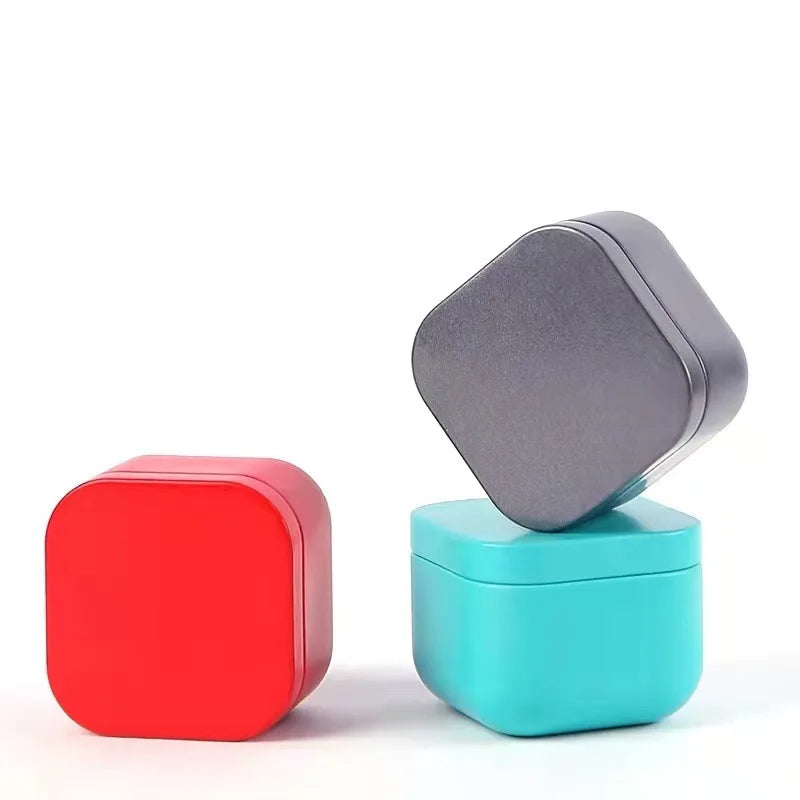 Empty Mini Square Tea Cans Small Candle Jars Coffee Tea Packaging Container Metal Tins Can Box