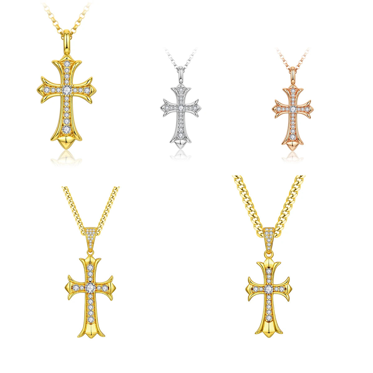 Fine Jewelry Moissanite Religious Crucifix Cross Key Chain Christian Craft Gift Pendant Alloy Key Chain for Unisex