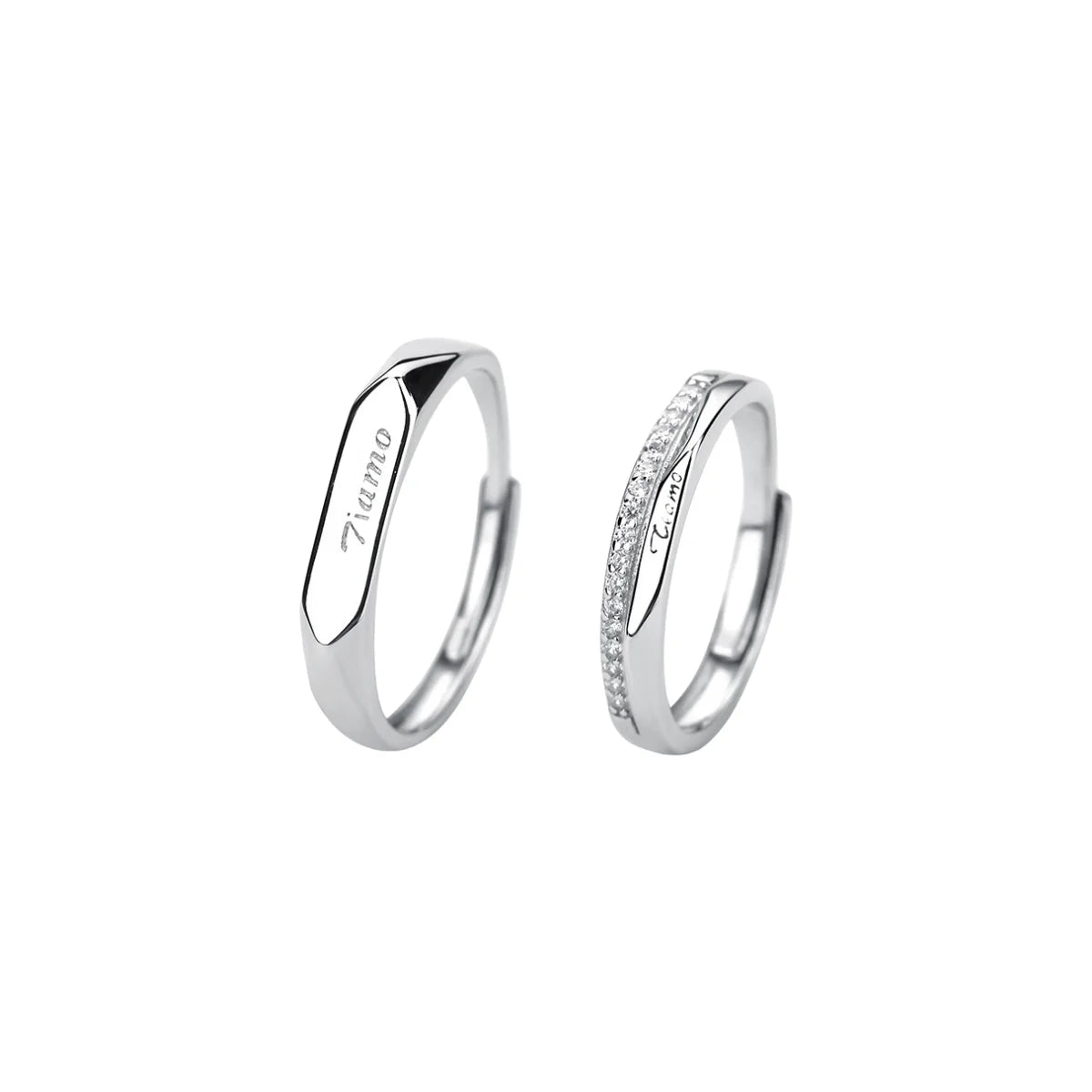 Wholesale S925 Silver Opening Adjustable Couple Ring Fashion Couple Love Rings Zircon CZ Adjustable Open Simple Ring Jewelry
