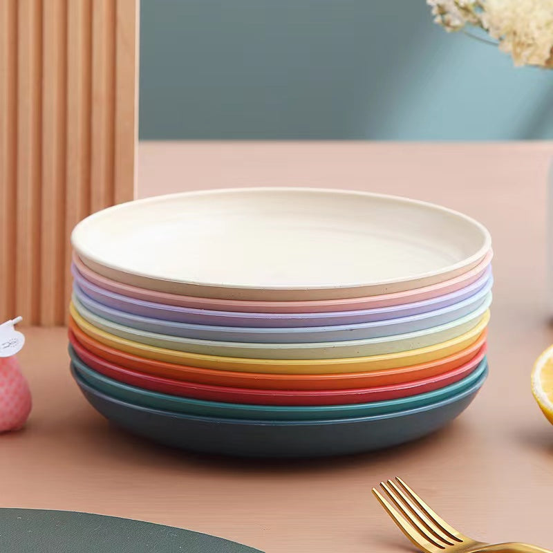 Durable Eco-Friendly 25cm Round Plastic Plate Rack 4pcs Set for Kids Home & Picnic Camping Dish Storage Pack
