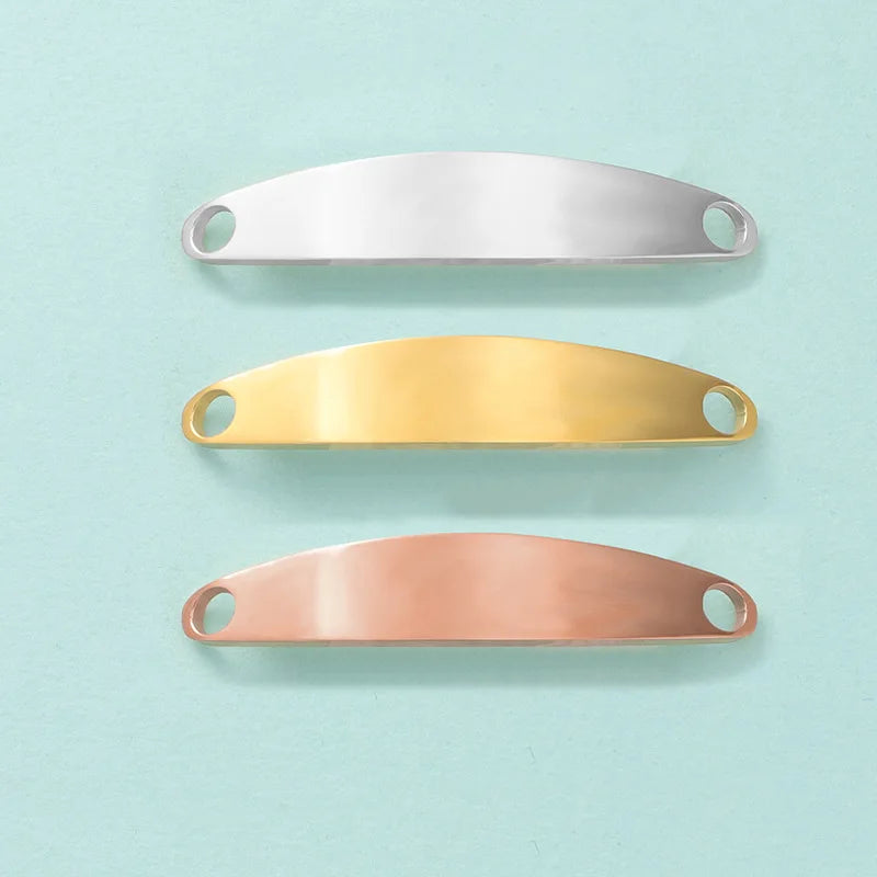 Custom Name Rainbow 9*44.6mm Curved Bar Connector Bracelet Connector Stainless Steel Rectangle Blank Bracelet DIY Making
