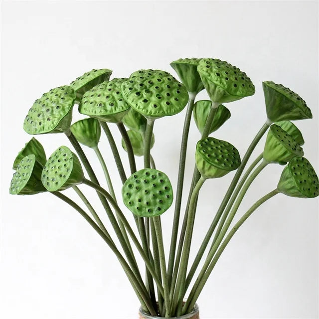 High Quality Real Touch PU Artificial Green Lotus Seedpod Flower for Bouquet Centerpiece Floral Arrangement Wedding Decoratio