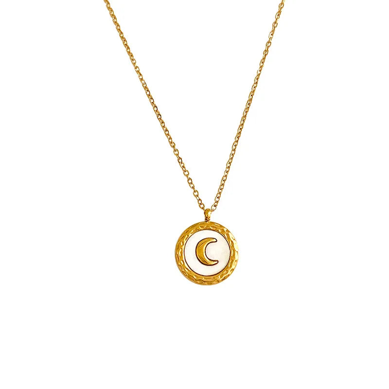Trendy 18K Gold Plated Stainless Steel Moon Necklace Pendant for Woman's Anniversary Occasions