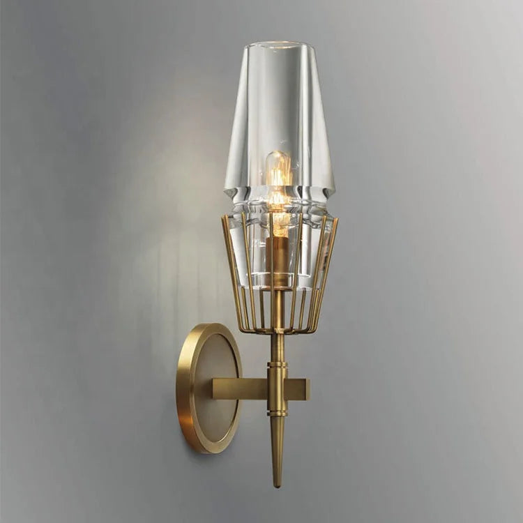 E14 Ancient Copper Color Iron Crystal Hotel Bedside Decoration Lighting Wall Lamp Sconce Apartment Villa