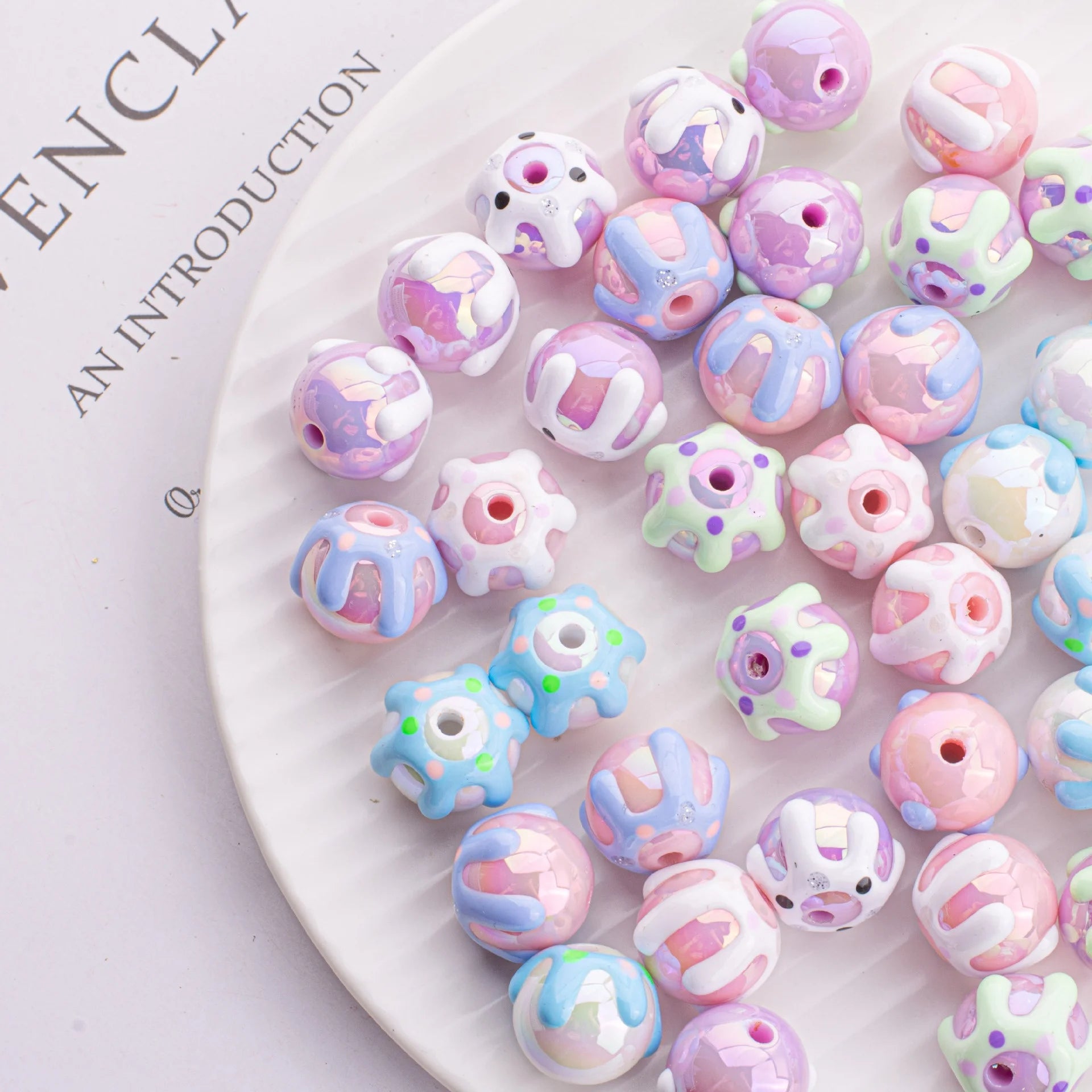 16mm Fun Cream Ball Acrylic Hand Painted Beads for Kids DIY Phone Chain Bead Accessories