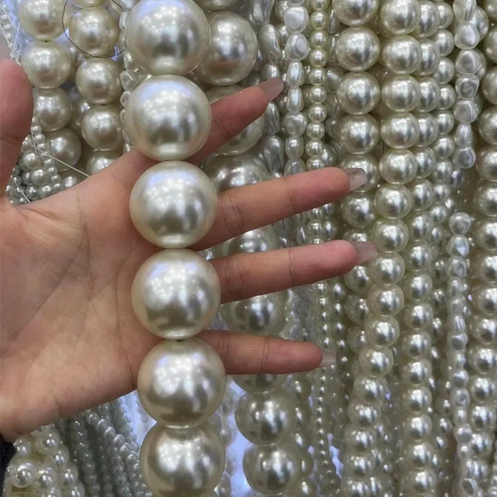 JC Wholesale 500 Grams Per Bag Round No Hole Loose Abs Pearl Beads  3mm-20mm Through Hole Half Hole Abs Imitation Pearl