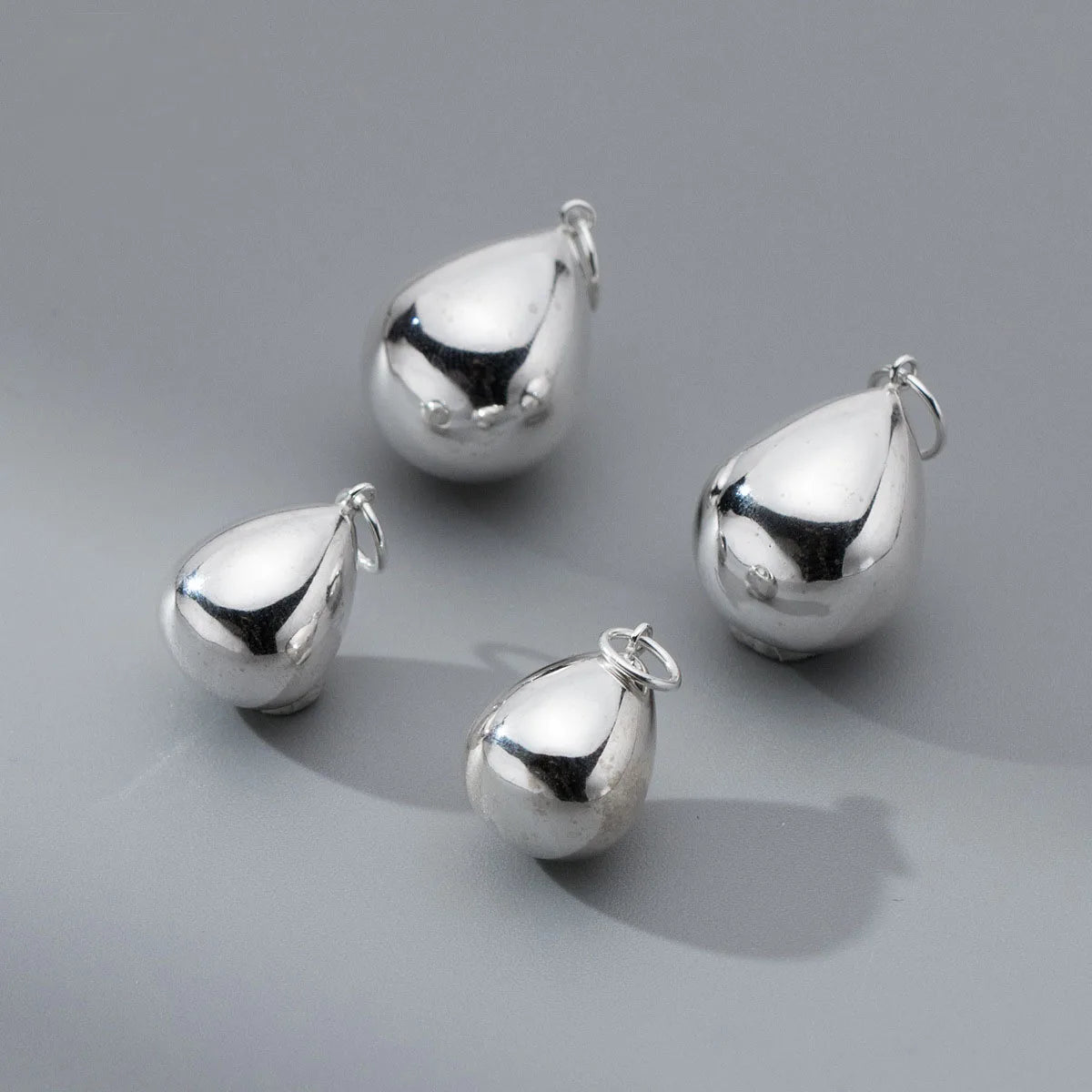 Minimalism 925 Sterling Silver Polished Drop Shape Charm Pendant for Jewelry Making Accessories Supplies
