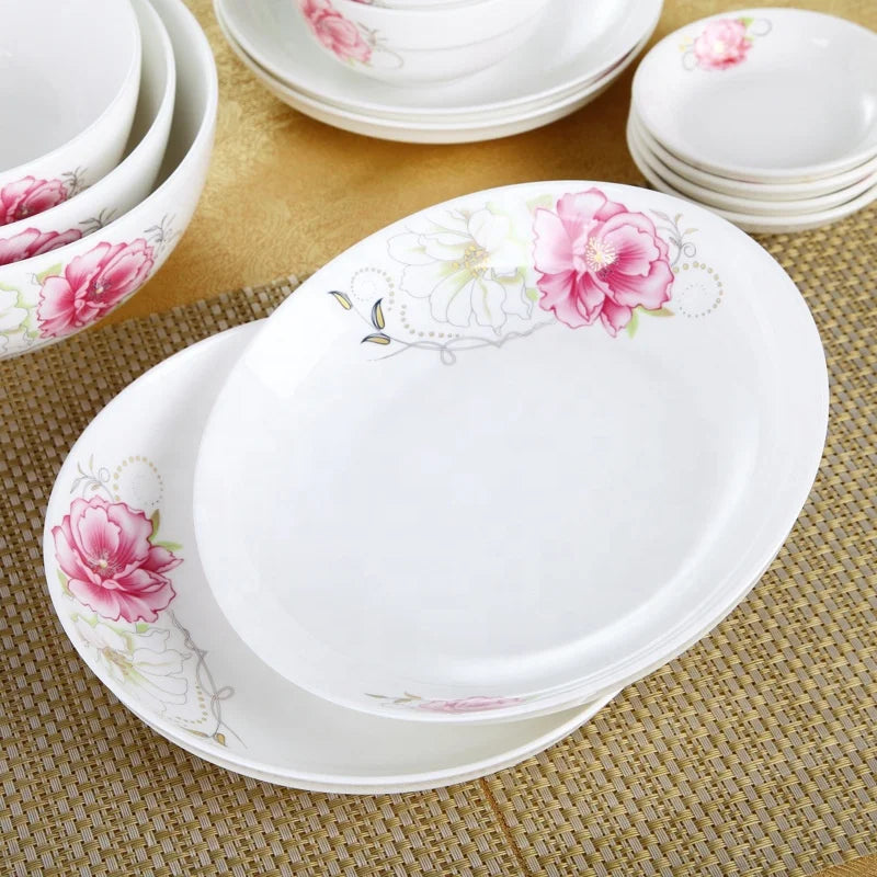 Exquisite Ceramic Dining Plate Restaurant Ceramic Flat Plate White Patterned Plate Ceramic Dinnerware Set