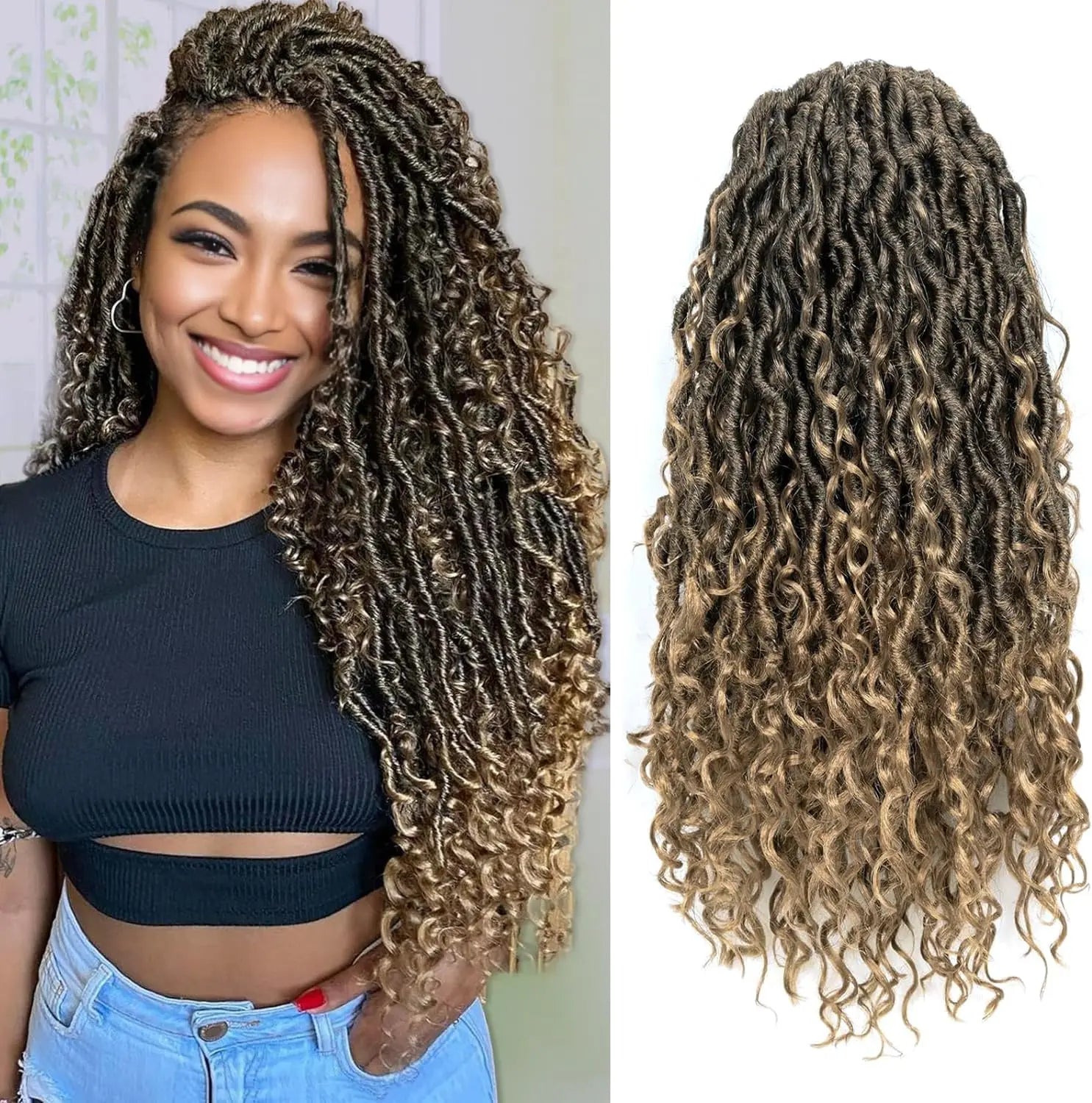 Hot Sell High Temperature 18 Inch 24 Strands Dyed River Locs Dread French Curls Soft Crochet Single Weft Hair Braids