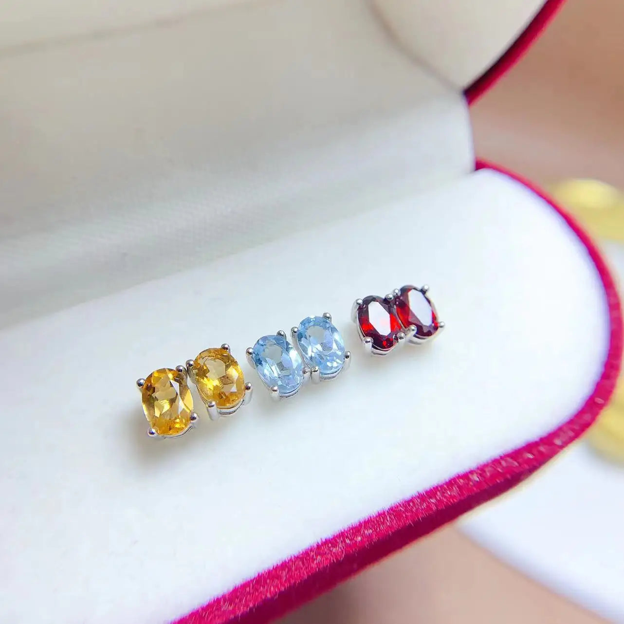 Hot Sale Custom Women's 925 Sterling Silver Stud Earrings Natural Gemstone Jewelry Rose Gold Diamond Pearl Main Perfect Gift