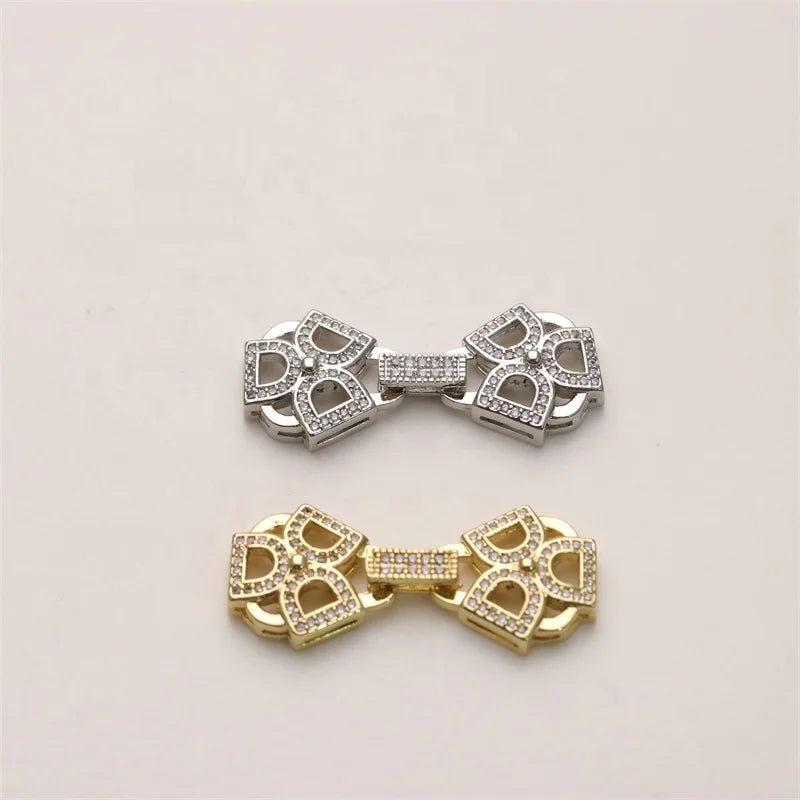 DIY 18K Gold Plated Zircon Clasps & Pearls for Necklace and Bracelet Findings