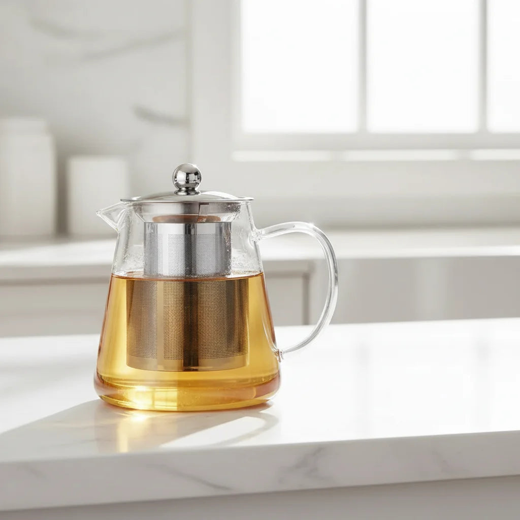 750ML 25OZ Stovetop Safe Tea Kettle Loose Leaf Tea Maker Set Clear Heat Proof Glass Teapot with Removable Infuser