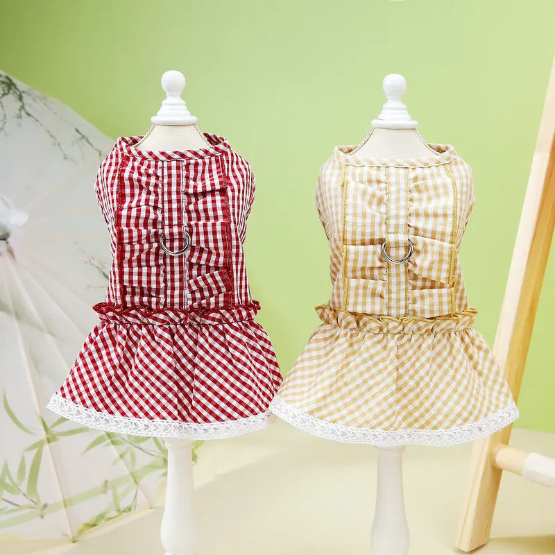 Stylish Dog Dress Luxury Pet Clothes Harness for Girl Dogs Puppy Dog Clothes Summer