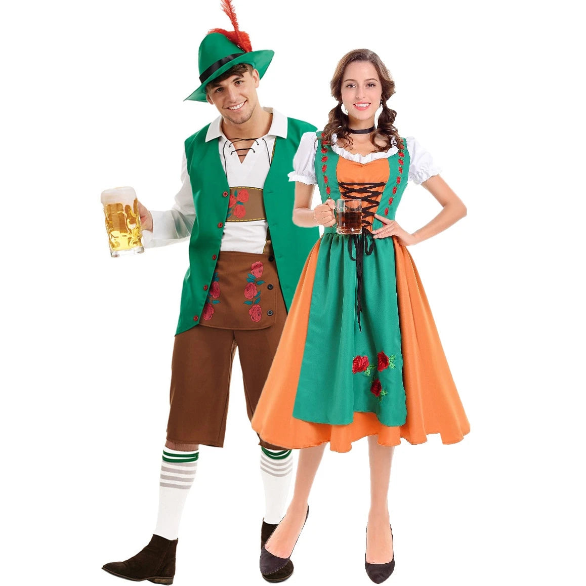 New Bavaria Beer Festival Costume National Culture Party Green Dress Carnival Fraulein Oktoberfest Costume for Men Woman