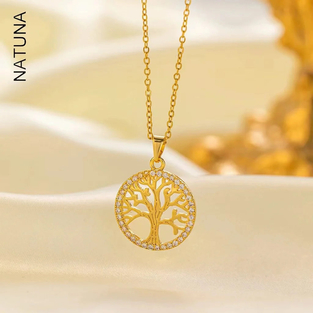 Hot Selling Tree of Life Pendant Women'S Chain 14K Gold Plated Silver Necklace 925 Sterling for Gift