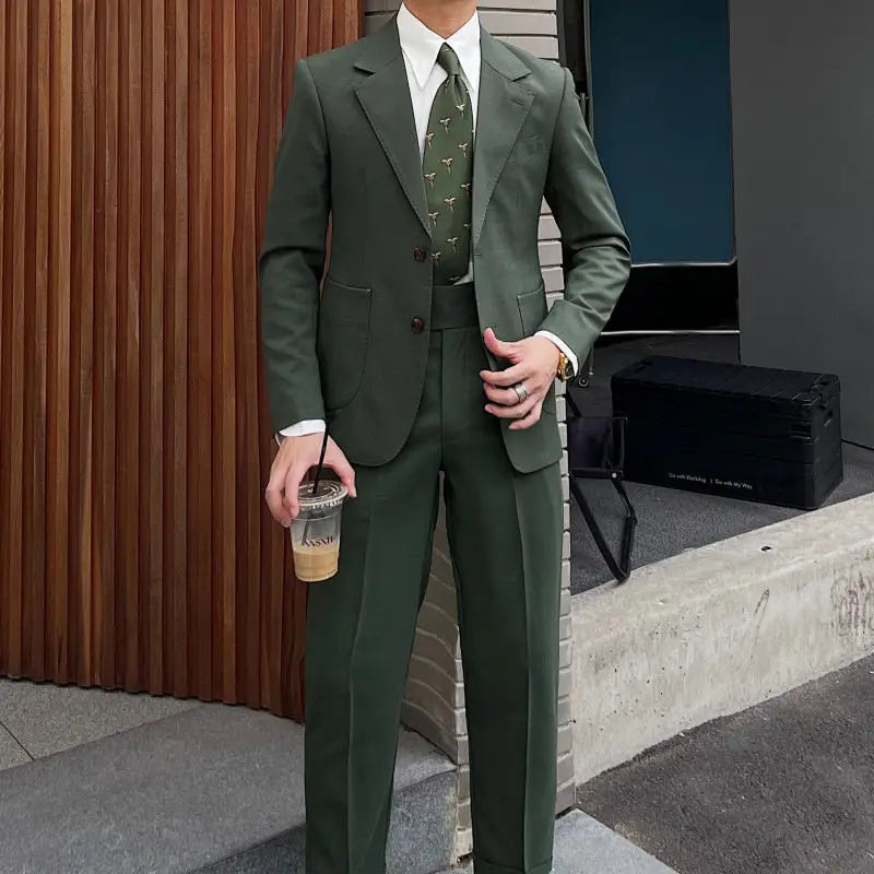 New Products Stock Available Retro Wool Suit for Men Dress Suit for Wedding 2 Pieces