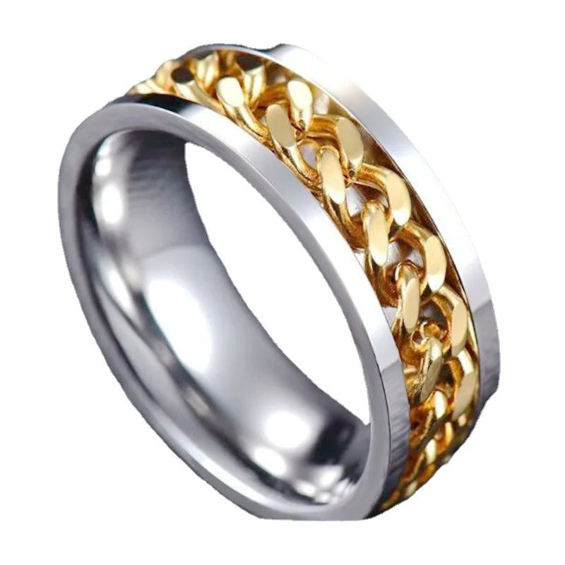 Wholesale New Products Vacuum Electroplated Stainless Steel Polished Couple Rings Stainless Steel Rings Anxiety Rings for Men