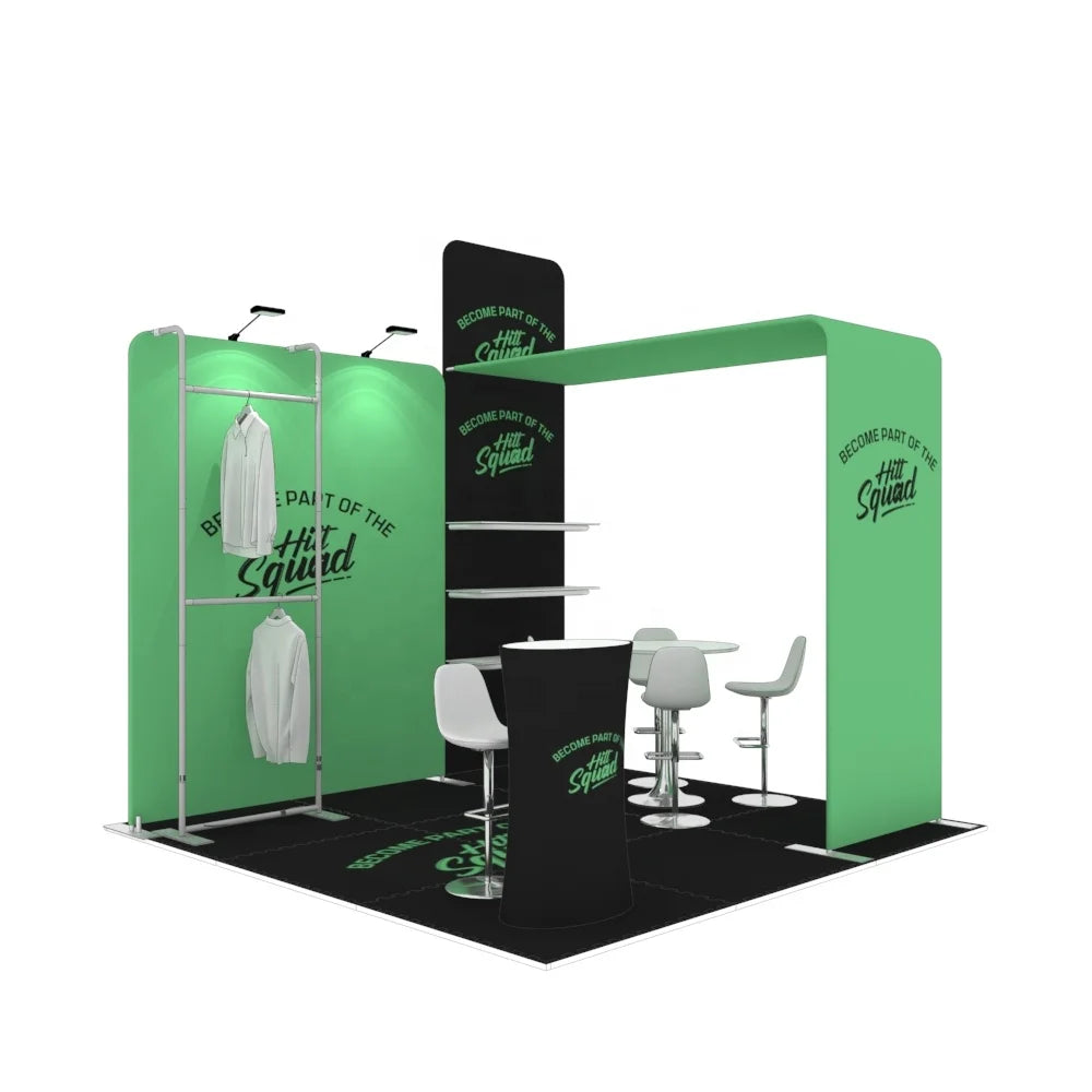 Portable Promotion Dress Garment Show Equipment Advertising Clothing Display Racks Expo Stand Trade Show Booth Exhibition