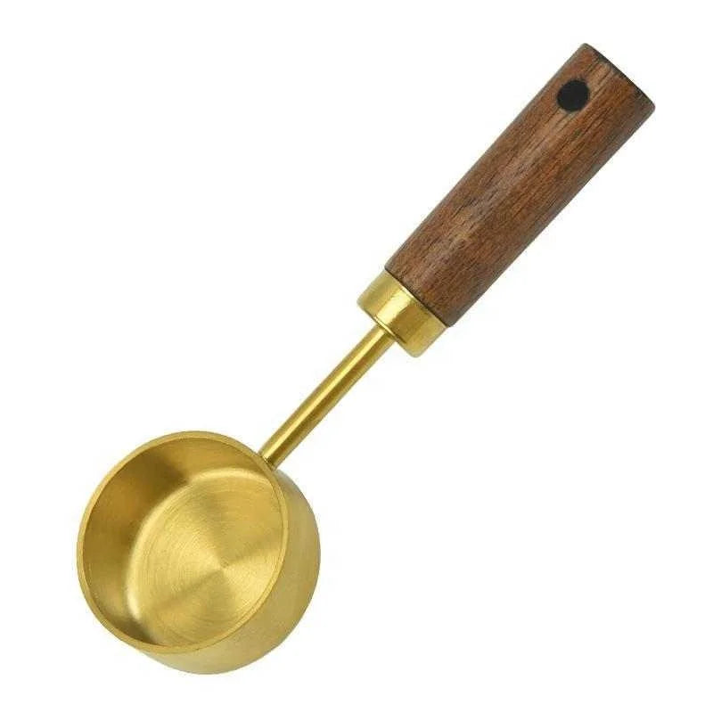 Acacia Wooden Handle Stainless Steel Measuring Spoon Grams Spoon Milk Tea Store Tools Coffee Powder Milk Powder Measuring Spo