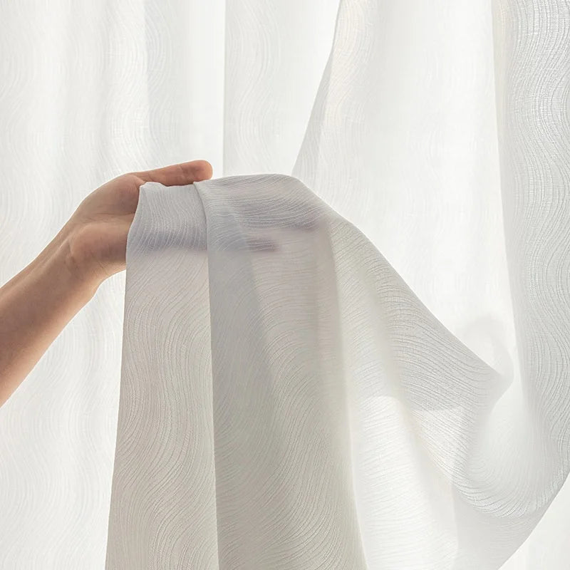 Wide Width Curtain Sheer Fabric Jacquard Living Room Curtain Light Blocking Voile Sheer Curtain