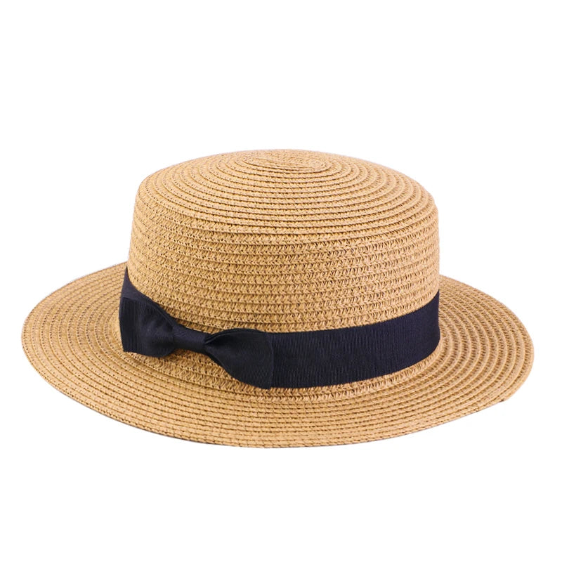 New Arrival Natural Straw Bucket Hats With Type Female Hiking Daily Wear Solid Color Sunshade Hat