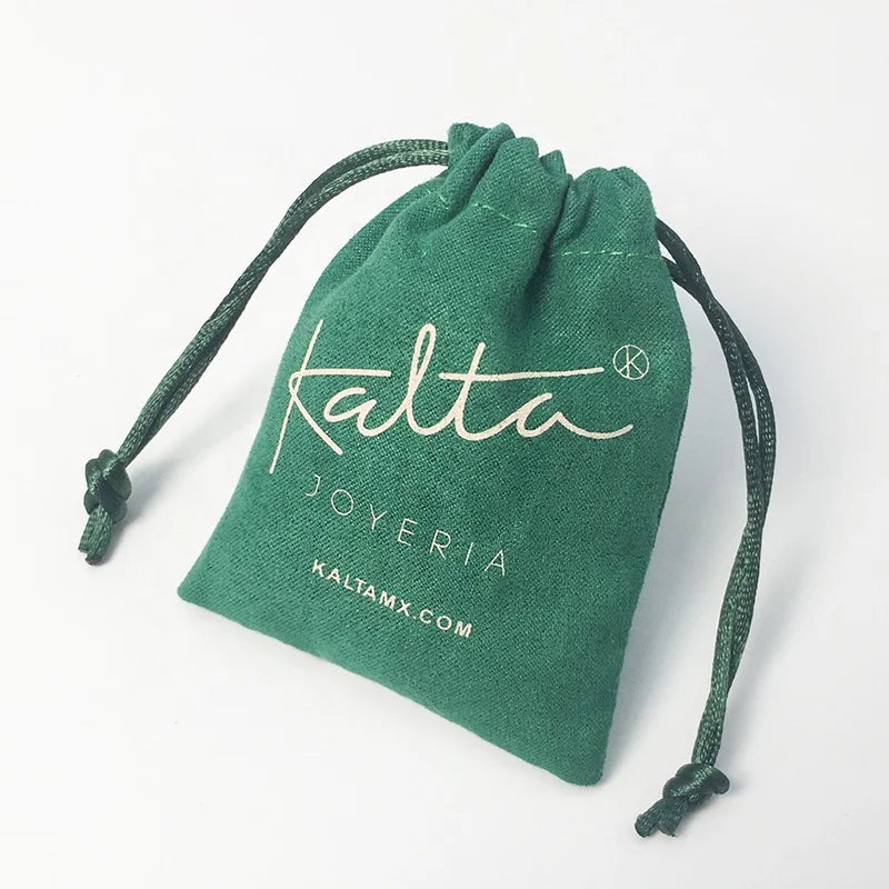 Custom Suede Velvet Green Gift Drawstring Bag Candle Jewelry Packaging Cosmetic Pouch With Green Polyester Ropes