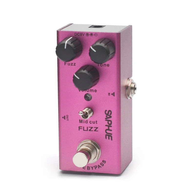 SAPHUE Fuzz Pedal Middle Cut Fuzz/Tone/Volume Konb Effect Pedal Mini Single Type DC 9V True Bypass