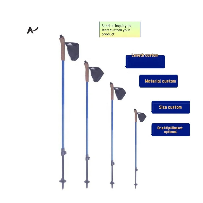 Outdoor Ultralight Nordic Hiking Trekking Pole 7075 Aluminium Carbon Fiber Cork Handle Quick Lock 135cm Mountain Walking Stic