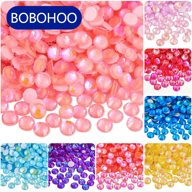 BOBOHOO New Colors Hotfix Rhinestone Sparkle Series SS6 SS10 SS16 Glass Flat Back Hot Fix Rhinestones for Dress