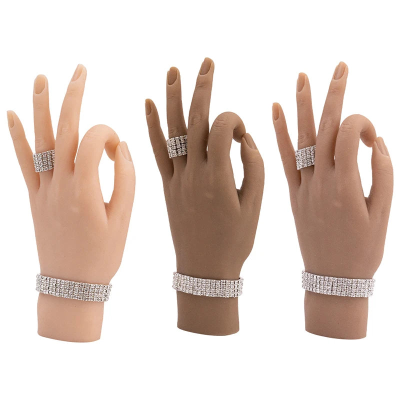 Felice FNPH-010 Professional Liquid Silicone Rubber Nail Training Practice Hand-Flexible Bendable Nails 6 Kinds Left/Right St