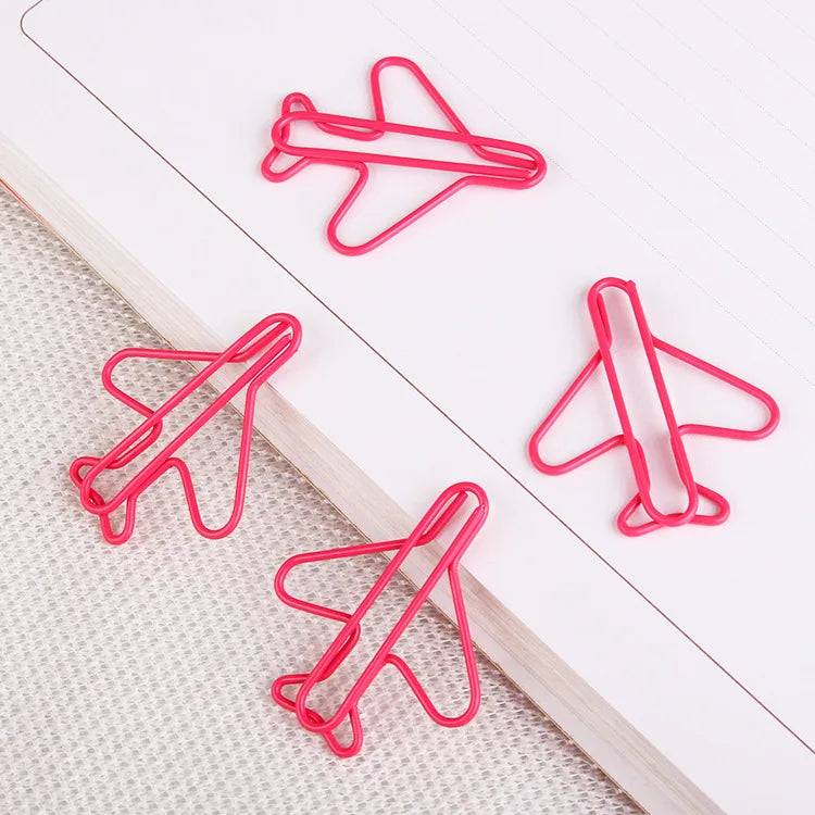 Promotional Metal Craft Assorted Colors Airplane Shaped Metal Wire Paper Clip Gifts