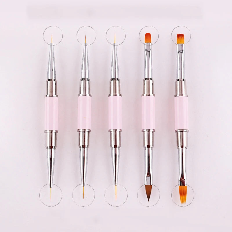 Double Ended Nail Art Design Pen 3D Drawing Tools Stripping Extension Brushes Gel Brush for Nails