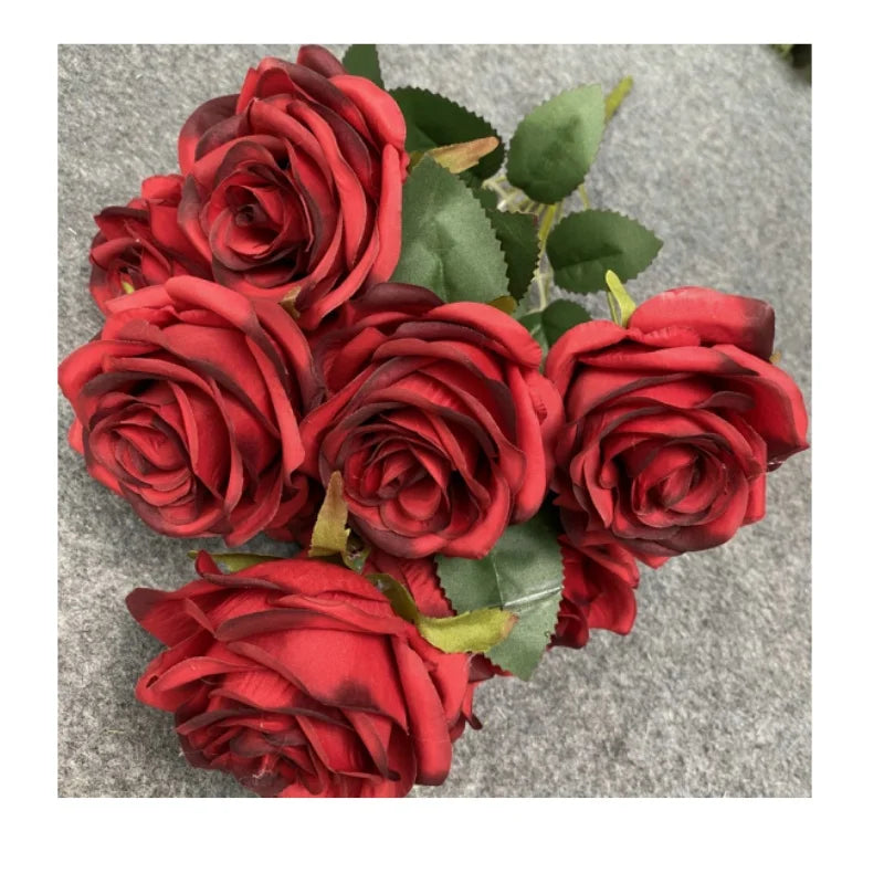 E148-  Wholesale Wedding Decorative Flowers Artificial Rose Flower Bouquet Fake Roses Flower bunch for Dessert Table Decor
