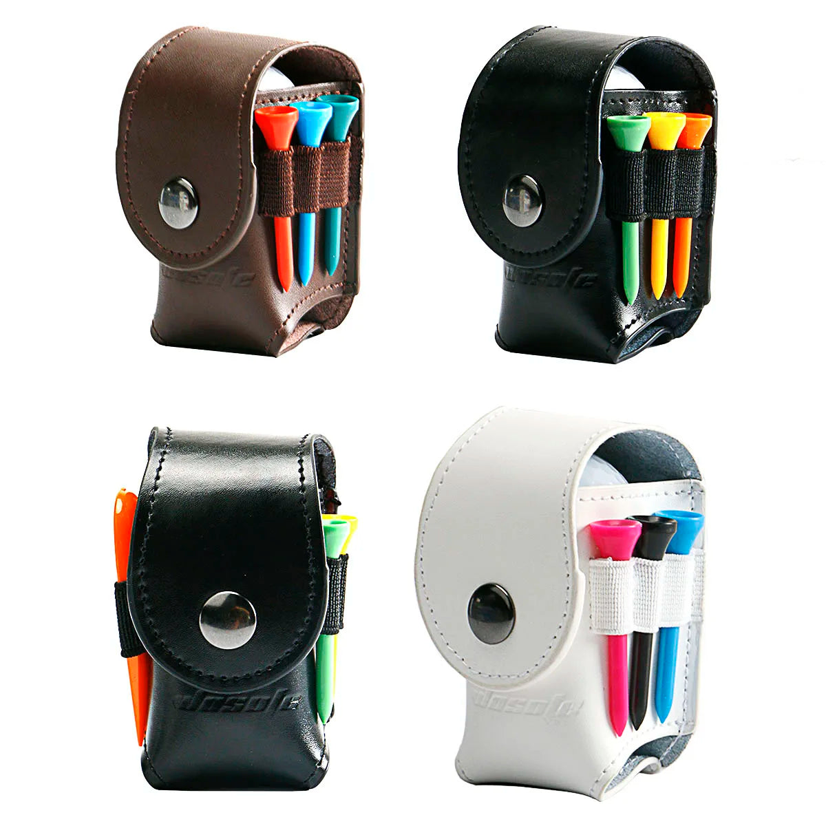 Wholesale OEM ODM Custom Logo Genuine Leather Golf Ball Bag Mini with Tee Holder Pouch Case Lightweight Normal Waterproof