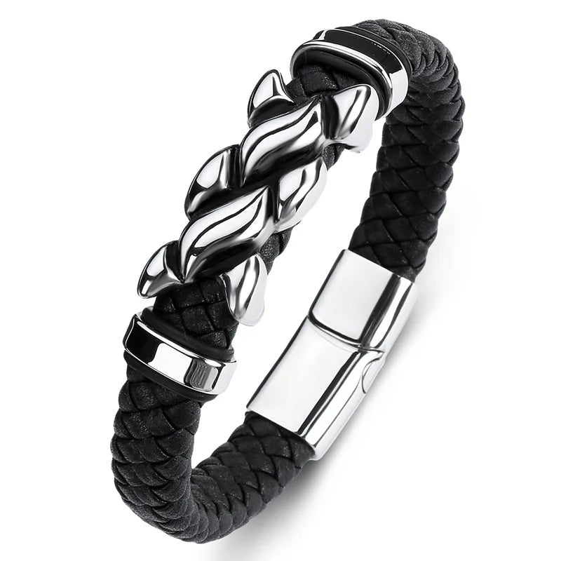 High Quality Hip Hop Leather Punk Bracelets With Magnet Buckle Personality Jewelry Men Bracelet