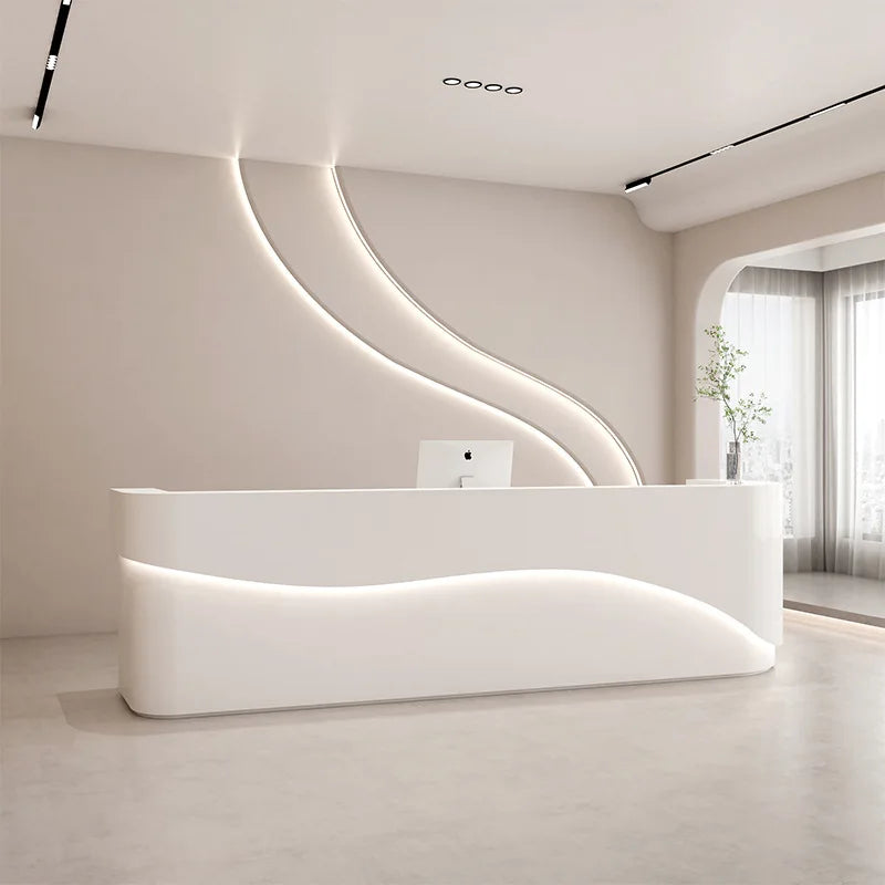 Factory Price Modern MDF Board Reception Counter for Hotels Gyms Schools Hospitals Supermarkets Malls-Anti-Water Anti-Scratch