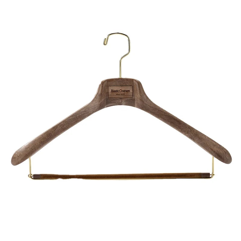 Classic Brown Wooden Suits Hanger with Crossbar
