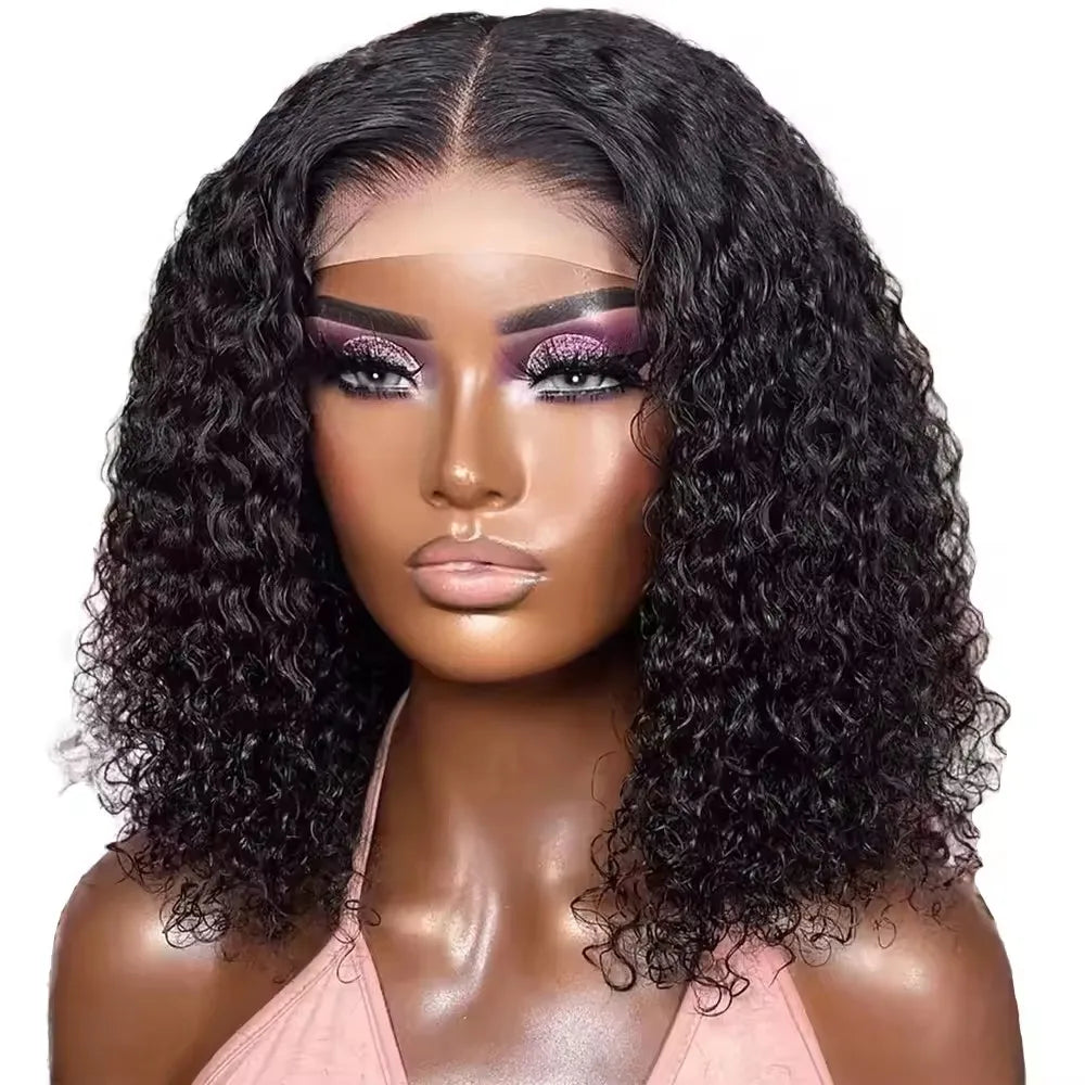 Jerry Curly Short Bob Wig 100% Virgin Human Hair Wigs 13*4 Swiss Transparent Lace Frontal Wigs