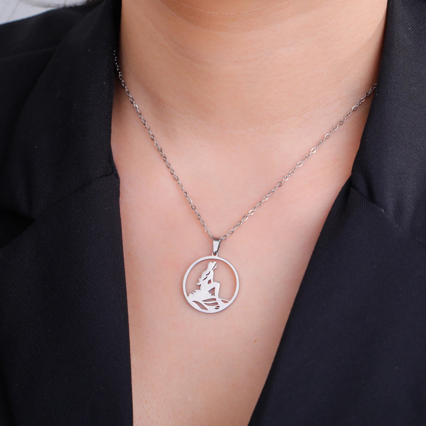 Mermaid Necklace Pendant Stainless Steel Necklace Fashion Jewelry Necklaces for Woman