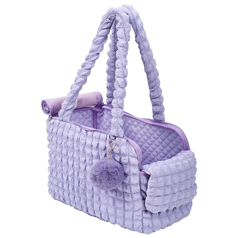 Soft Oxford & Nylon Pet Carrier with Button Closure Shoulder Tote Bag for Cats & Dogs Anti-Running Rope