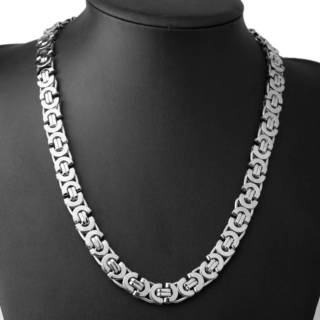 Hip Hop 10mm 24inches Necklace 60cm Flat Link Chain Stainless Steel Men's Necklace Fashion Style Waterproof Accessories Jewel