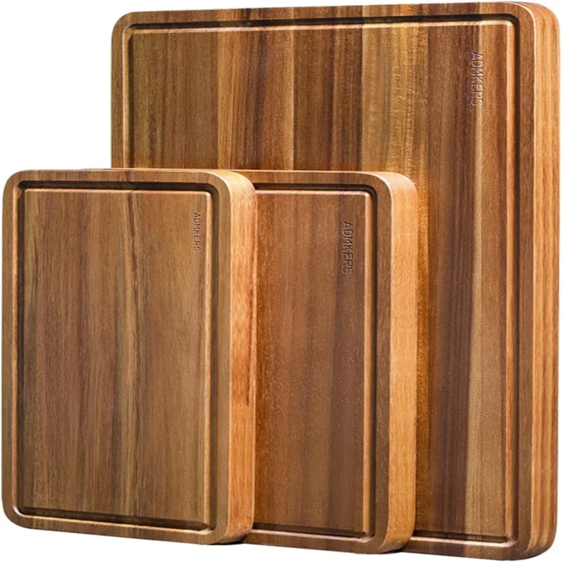 Kitchen Wooden Cutting Board 3-piece Set Wooden Cutting Board Set with Deep Juice tank and Handle Wooden Tray  Cutting Board